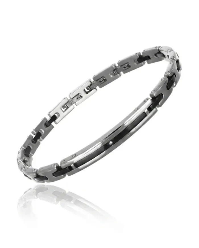Bracciale da Uomo Zancan Hi-Tekh in Acciaio Bicolore con Zaffiro