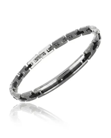 Bracelet pour homme Zancan Hi-Tekh en acier bicolore avec saphir