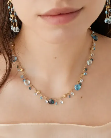 Marco Bicego Paradise Necklace in Yellow Gold with Mixed Topazes