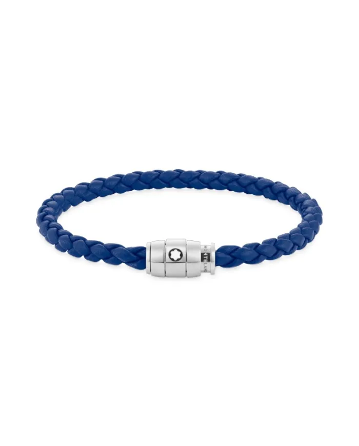 Bracciale Montblanc con Chiusura a 3 Anelli in Pelle Soft Blu M