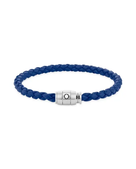 Montblanc Bracelet with 3-Ring Clasp in Soft Blue Leather M