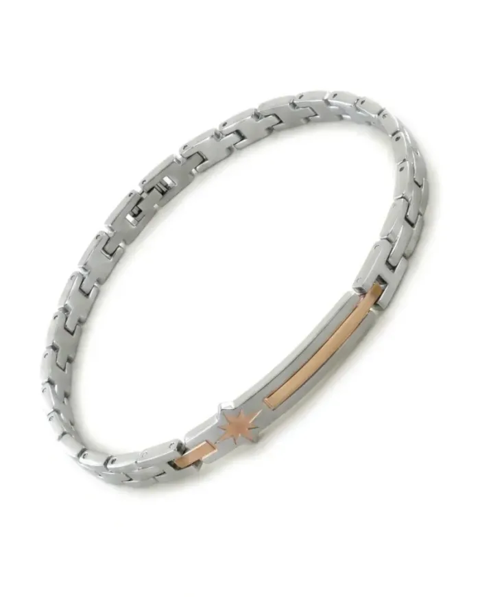 Bracciale da Uomo Zancan Hi-Tekh in Acciaio Bicolore con Rosa dei Venti