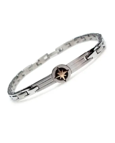 Bracelet Zancan Hi-Tekh pour homme, bicolore, en acier, avec rose des vents