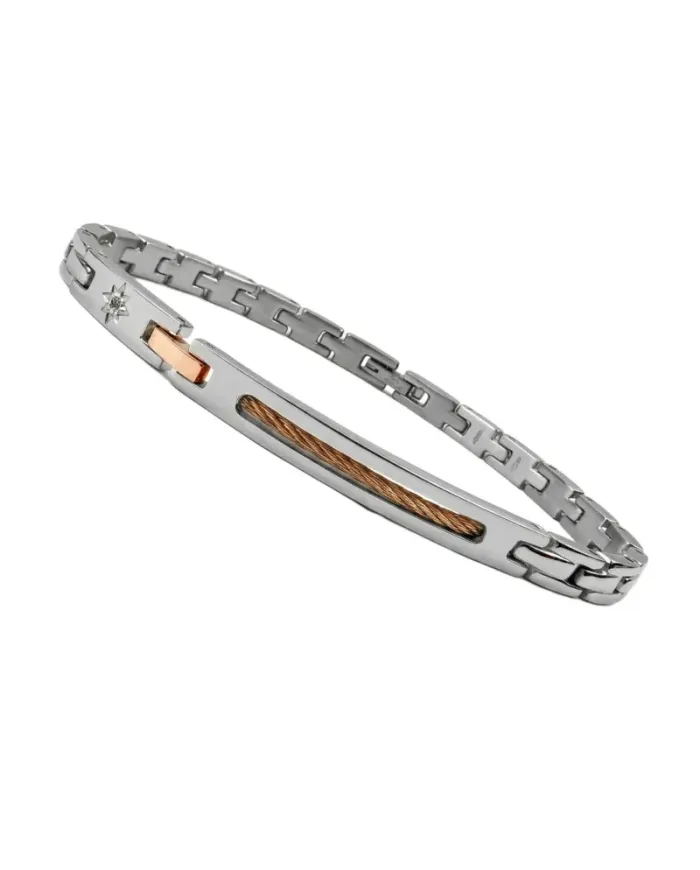 Bracelet pour homme Zancan Hi-Teck en acier bicolore