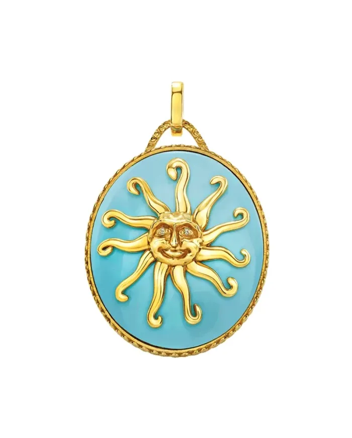 Ciondolo Chantecler Et Voila "Tu sei un Isola" in Argento Vermeil con Diamanti e Sole