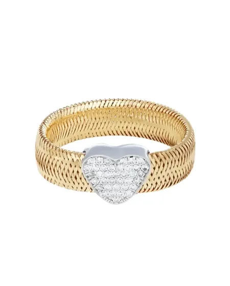 Anello Elastico Aramini Luxury Flex in Oro Giallo con Pavé Cuore di Diamanti