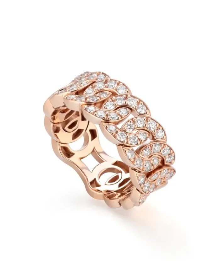 Anello Buonocore Noon Groumette in Oro Rosa con Diamanti