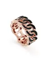 Anello Buonocore Noon Groumette in Oro Rosa con Smalto Nero