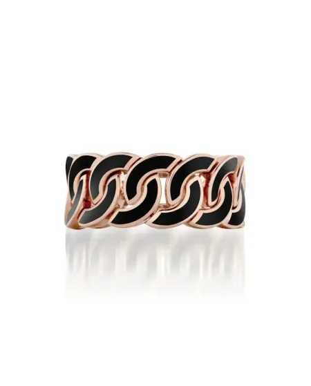 Bague Buonocore Noon Groumette en or rose et émail noir