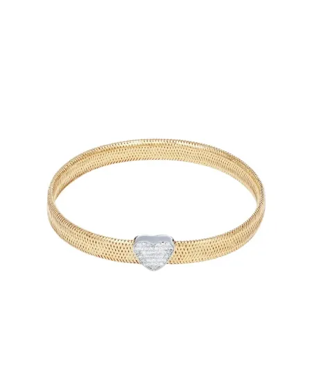 Bracelet Aramini Luxury Flex Elastic en or jaune avec cœur pavé de diamants