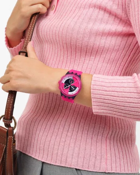 Swatch Smash It Fuchsia Lines Chronograph Watch