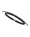 Bracelet ABC Concordia Jewellery avec cordon noir et lettre « D » en or jaune