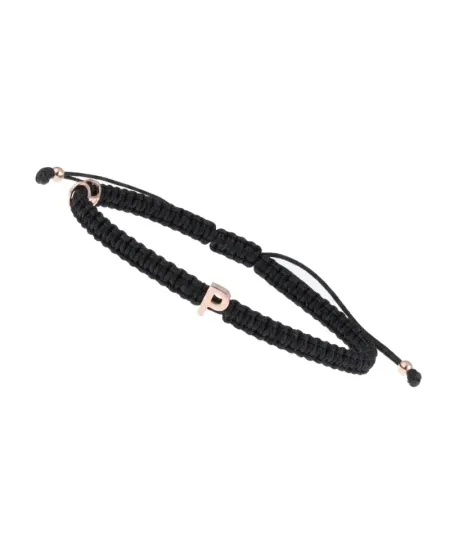 Concordia Jewellery ABC Bracelet with Black Cord and Rose Gold Letter "P"