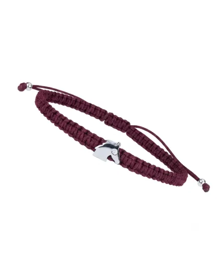 Bracciale Concordia Jewellery Indole con Cordino Bordeaux e Cavallo in Oro bianco e Diamanti