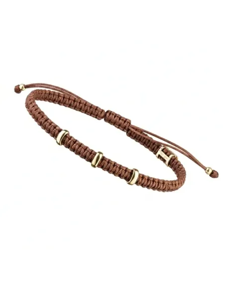 Bracciale Concordia Jewellery Jump con Cordino Marrone e Elementi Ovali in Oro Rosa