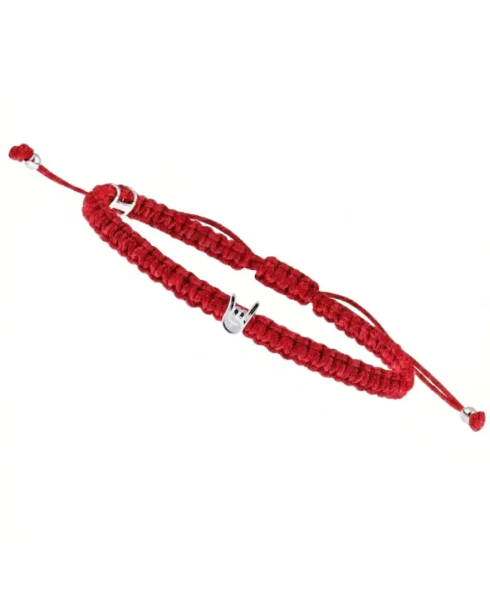 Bracelet Indole Concordia Jewellery avec cordon rouge et cornes porte-bonheur