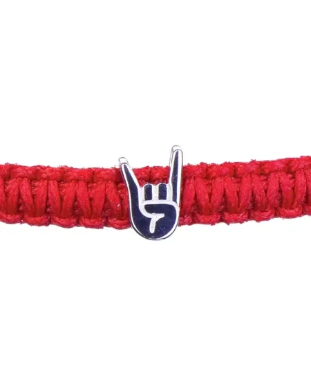 Bracciale Concordia Jewellery Indole con Cordino Rosso e Corna Portafortuna in Oro Bianco