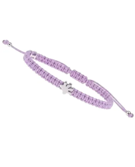 Bracciale Concordia Jewellery Indole con Cordino Lilla e Zampetta in Oro Bianco