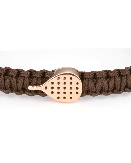 Concordia Jewellery Indole Bracelet with Brown Cord and Rose Gold Padel Racket