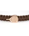 Bracciale Concordia Jewellery Indole con Cordino Marrone e Racchetta Padel in Oro Rosa