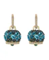 Boucles d'oreilles Chantecler Campanella moyennes en or jaune avec diamants et topazes