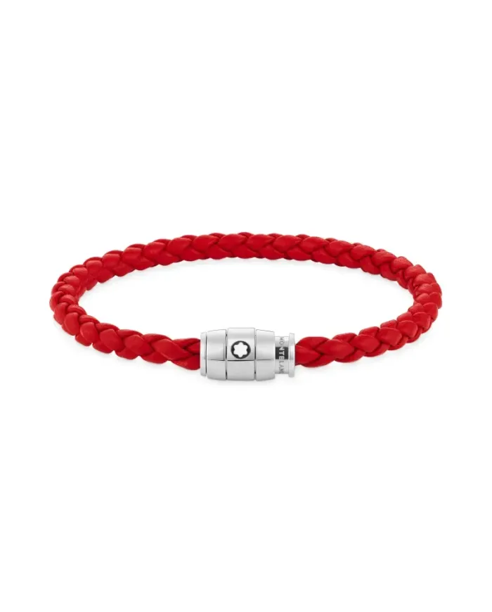 Montblanc Bracelet with 3-Ring Clasp in Red Soft Leather L