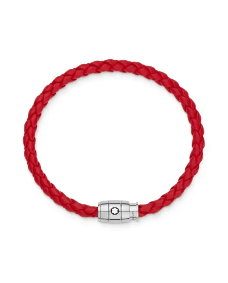 Montblanc Bracelet with 3-Ring Clasp in Red Soft Leather