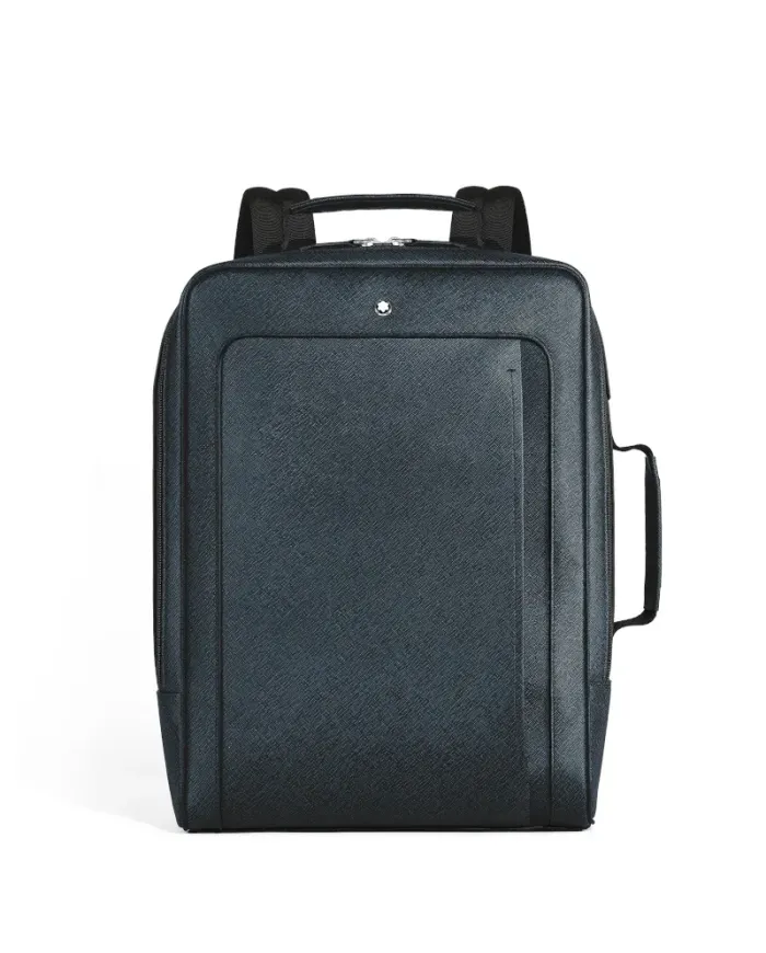 Sac à dos rectangulaire Montblanc Sartorial Companion en cuir tweed bleu