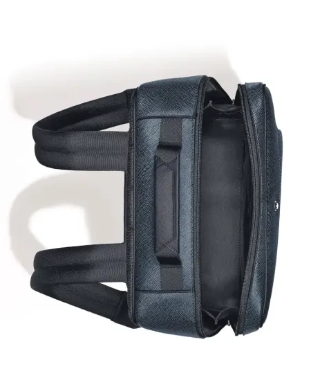 Sac à dos rectangulaire Montblanc Sartorial Companion en cuir tweed bleu