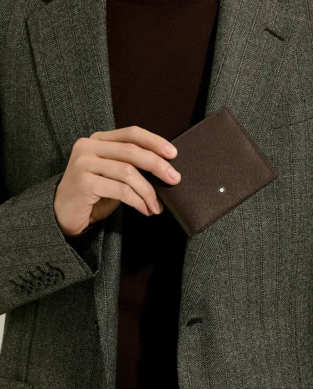 Portefeuille Montblanc Sartorial en cuir gris avec 8 compartiments