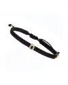 Bracciale Concordia Jewellery ABC con Cordino Nero e Lettera "D" in Oro Giallo e Diamanti