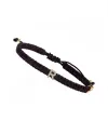 Bracciale Concordia Jewellery ABC con Cordino Nero e Lettera "R" in Oro Giallo e Diamanti