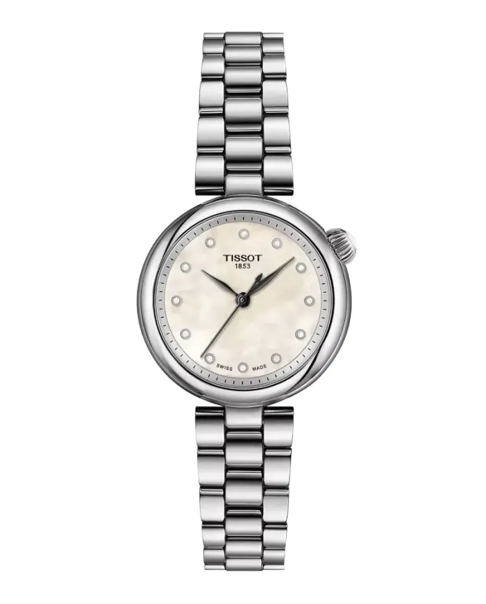 Tissot Desir 28mm Watch with Mother-of-Pearl and Diamond Dial and Steel Strap