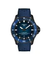 Tissot Seastar 2000 44mm Black PVD Watch with Gradient Blue Dial and Rubber Strap