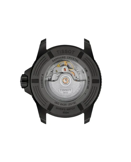 Montre Tissot Seastar 2000 44 mm en PVD noir avec cadran bleu dégradé et bracelet en caoutchouc