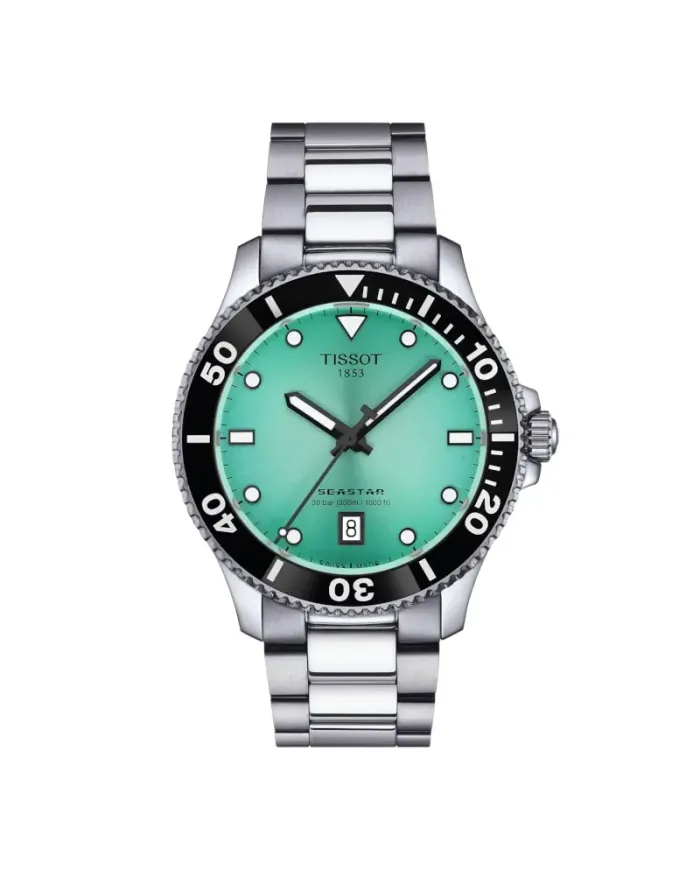 Orologio Tissot Seastar 1000 40 mm con Quadrante Turchese e Cinturino in Acciaio