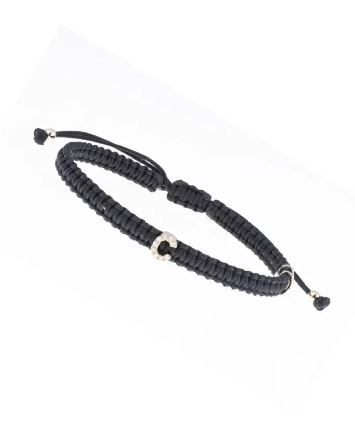 Bracelet ABC Concordia Jewellery avec cordon noir et lettre « C » en or jaune et diamants