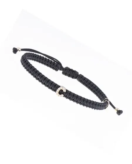 Bracelet ABC Concordia Jewellery avec cordon noir et lettre « C » en or jaune et diamants