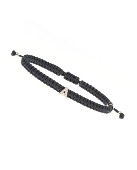 Bracelet ABC Concordia Jewellery avec cordon noir et lettre « A » en or jaune et diamants