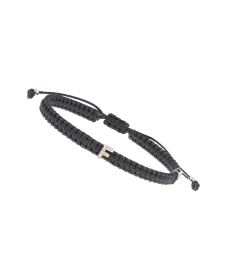 Bracelet ABC Concordia Jewellery avec cordon noir et lettre « F » en or rose et diamants