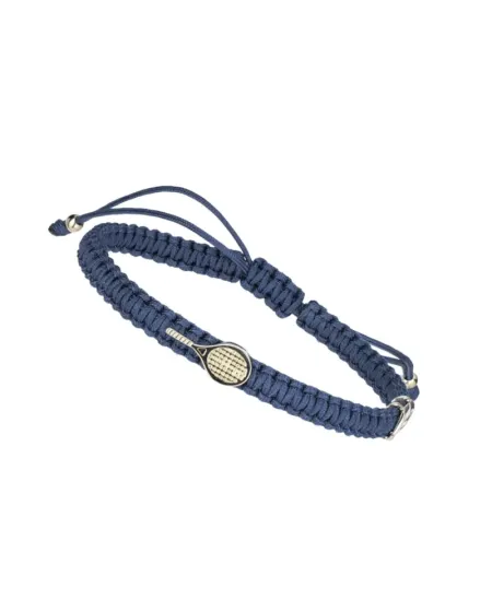Concordia Jewellery Indole Bracelet with Blue Cord and Yellow Gold Tennis Racket