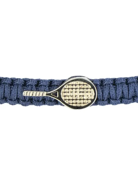 Concordia Jewellery Indole Bracelet with Blue Cord and Yellow Gold Tennis Racket