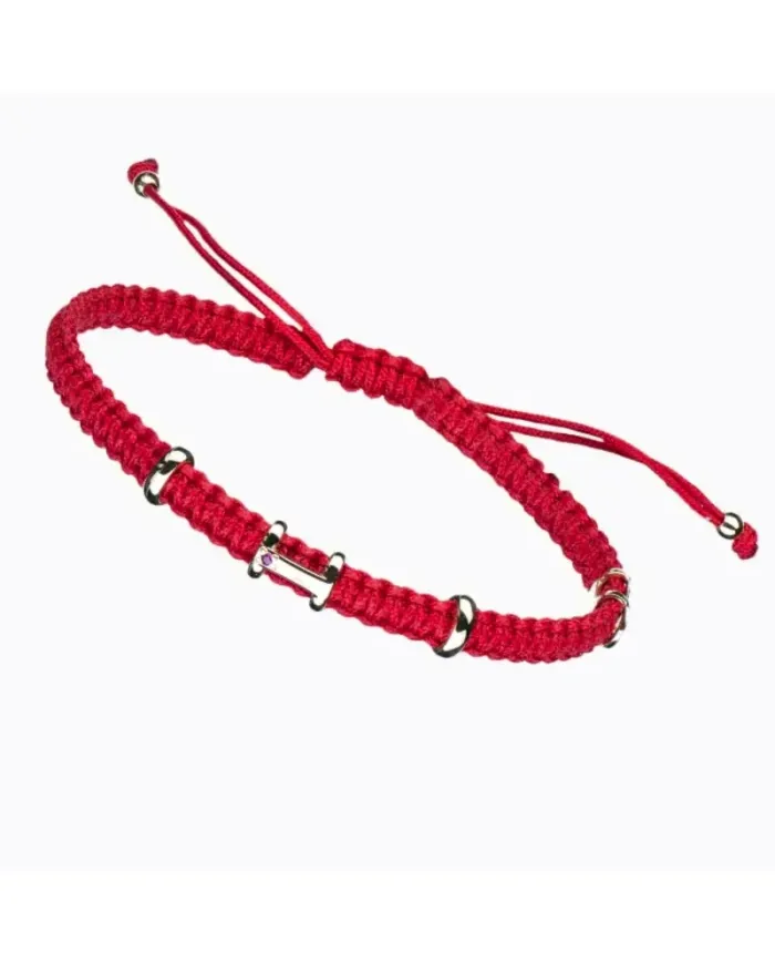 Concordia Jewellery Wish Bracelet with Red Cord and Yellow Gold and Ruby Elements