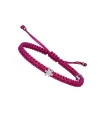 Bracciale Concordia Jewellery Indole con Cordino Rosa e Fiore in Oro Bianco e Diamanti