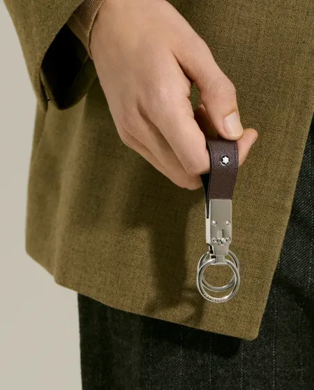 Portachiavi Montblanc Sartorial in Pelle Marrone Scuro