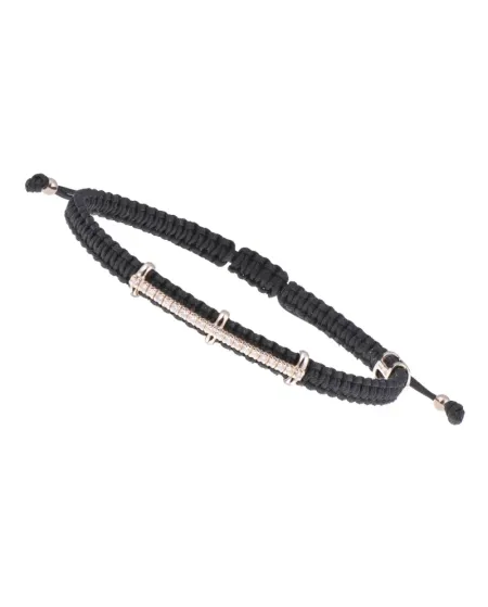 Bracciale Concordia Jewellery Heritage Cordino Nero e Elementi in Oro Giallo con Diamanti