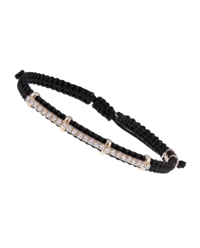 Concordia Jewellery Exclusive Bracelet Black Cord with Yellow Gold Element with Diamonds