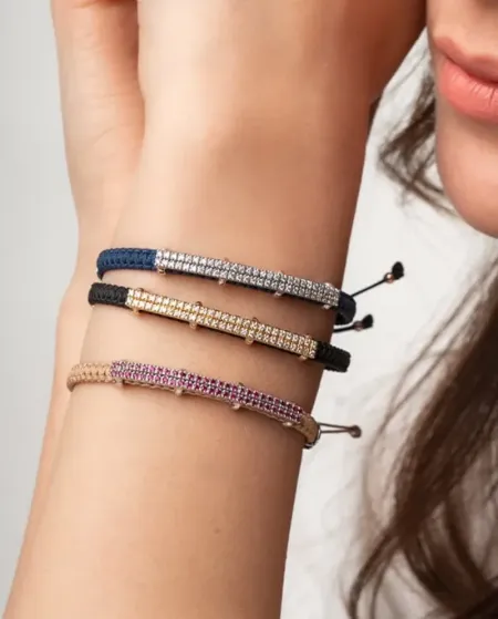 Concordia Jewellery Exclusive Bracelet Black Cord with Yellow Gold Element with Diamonds