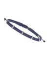 Bracelet Concordia Jewellery Jump avec cordon bleu marine et 5 éléments ovales en or blanc sertis de diamants