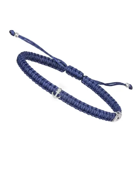 Concordia Jewellery Indole Navy Blue Cord Bracelet with White Gold Anchor and Diamond
